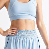 LIGHT BLUE BUTTER FABRIC SHORTS