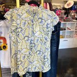 SMOCK NECK PRINT TOP