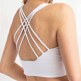 WHITE CRISS CROSS PADDED SPORTSBRA / BRALETTE