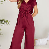 Wine Satin Jumpsuit