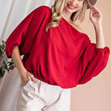 TOMATO PUFF SLEEVE BLOUSE TOP