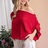 TOMATO PUFF SLEEVE BLOUSE TOP
