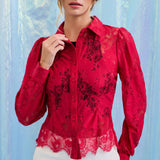 Lace Button Down Shirt