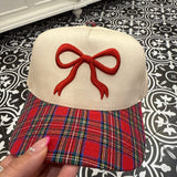 Red Plaid Bow Hat