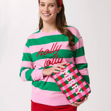 CARA CHECKERED "MERRY" ZIP POUCH,MULTI