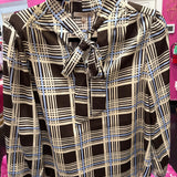Plaid Perfection Tie Neck Top