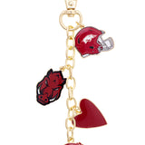 Arkansas Razorbacks Heart Cluster Bag Charm