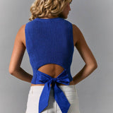 Blue Back Bow Sweater Top