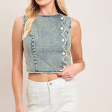 Acid Wash Denim Crop Top