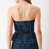 Indigo Denim Belted Tube Top