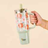 40 oz Lifestyle Flip Straw Tumbler-Bouquet Beauty Sage