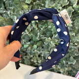 Navy & White Polka Dot Headband