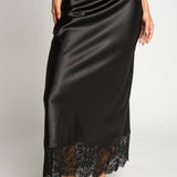Brown Lace Trim Skirt