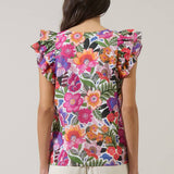 Joyful Bloom Ruffle Trim Top