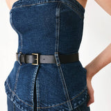 Indigo Denim Belted Tube Top