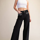 Embroidery Lace Trim Pants