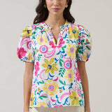 Floral Berisa Split Neck Top