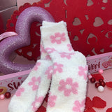 Pink flower Cozy Socks