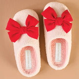 Fuzzy Slippers Red Bow