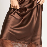 Brown Lace Trim Skirt