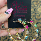 Multi-colored Crystal Hoops