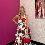 Red Roses Floral Maxi Dress