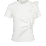 Short Sleeve Flower Knit Top