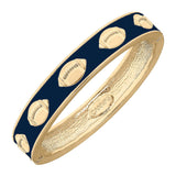 Navy Enamel Football Hinge Bangle