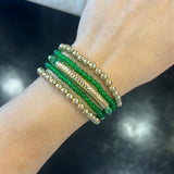 Green and Gold Beaded Bracelet Set