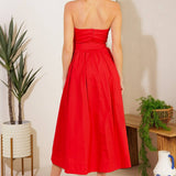 Red Midi Belted Dress