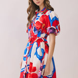 Floral Print Belted Mini Dress:
