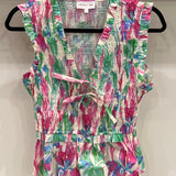 Floral Finish Sleeveless Smock Top