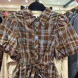 Chocolate Plaid Blouse