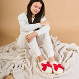 Fuzzy Slippers Red Bow