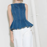 Denim Poppy Top