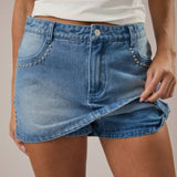 Studded Denim Skort