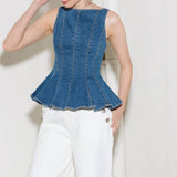 Denim Poppy Top