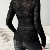 Pullover Floral Lace Mesh Top