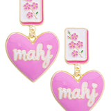 Mahj Cherry Blossom Tile Earrings
