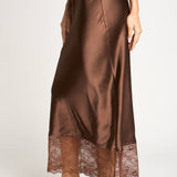 Brown Lace Trim Skirt