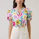 Floral Berisa Split Neck Top