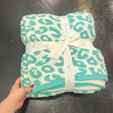 Teal Deluxe Leopard Blanket