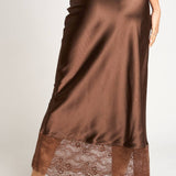 Brown Lace Trim Skirt