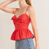 Coral Red Bowtie Top