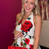Red Roses Floral Maxi Dress
