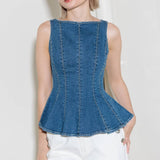 Denim Poppy Top