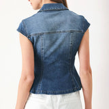 Indigo Denim Button Peplum