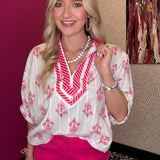 Pink Dolman Floral Blouse