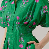 Verdant Charm Pleated Mini Dress