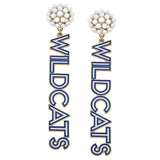 Wildcats Pearl Enamel Drop Earrings